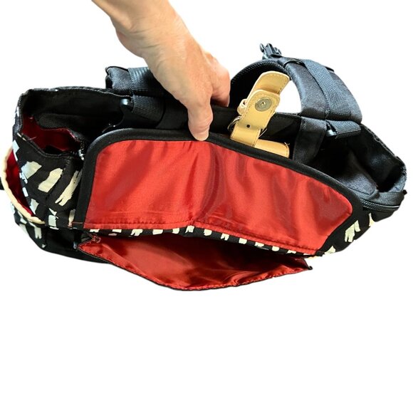 A.D. Sutton & Sons Black, White & Red Patterned Diaper Bag w/2 Insulated Pockets - Picture 7 of 12